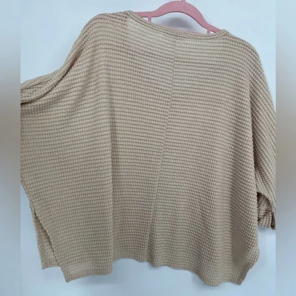 Zenana Outfitters V-Neck Oversized Cream Sweater Size L/XL - Picture 3 of 6